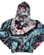 Load image into Gallery viewer, Adult Small hooded pullover sweatshirt, geode tie dye design