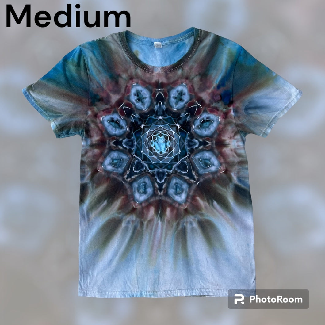 Adult Medium Tshirt, mandala gravity tie dye