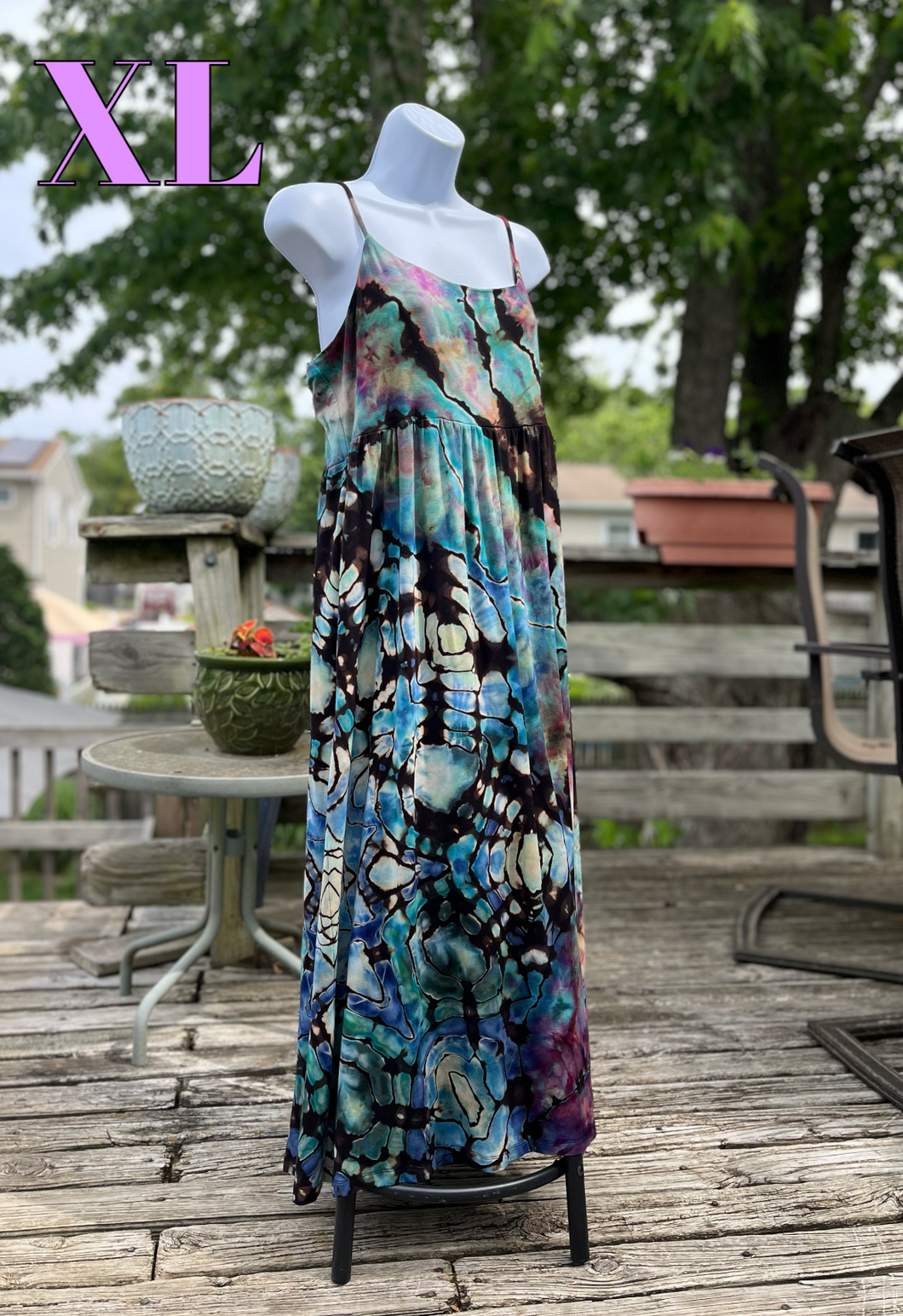 Ladies XL dress, reverse mandala tie dye