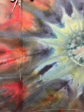 Load image into Gallery viewer, Adult XL zipper hooded sweatshirt, sunburst tie dye
