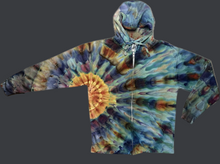 Load image into Gallery viewer, Medium zipper hooded sweatshirt, tie dye design
