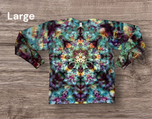 Load image into Gallery viewer, Large long sleeve Tshirt, mandala tie dye
