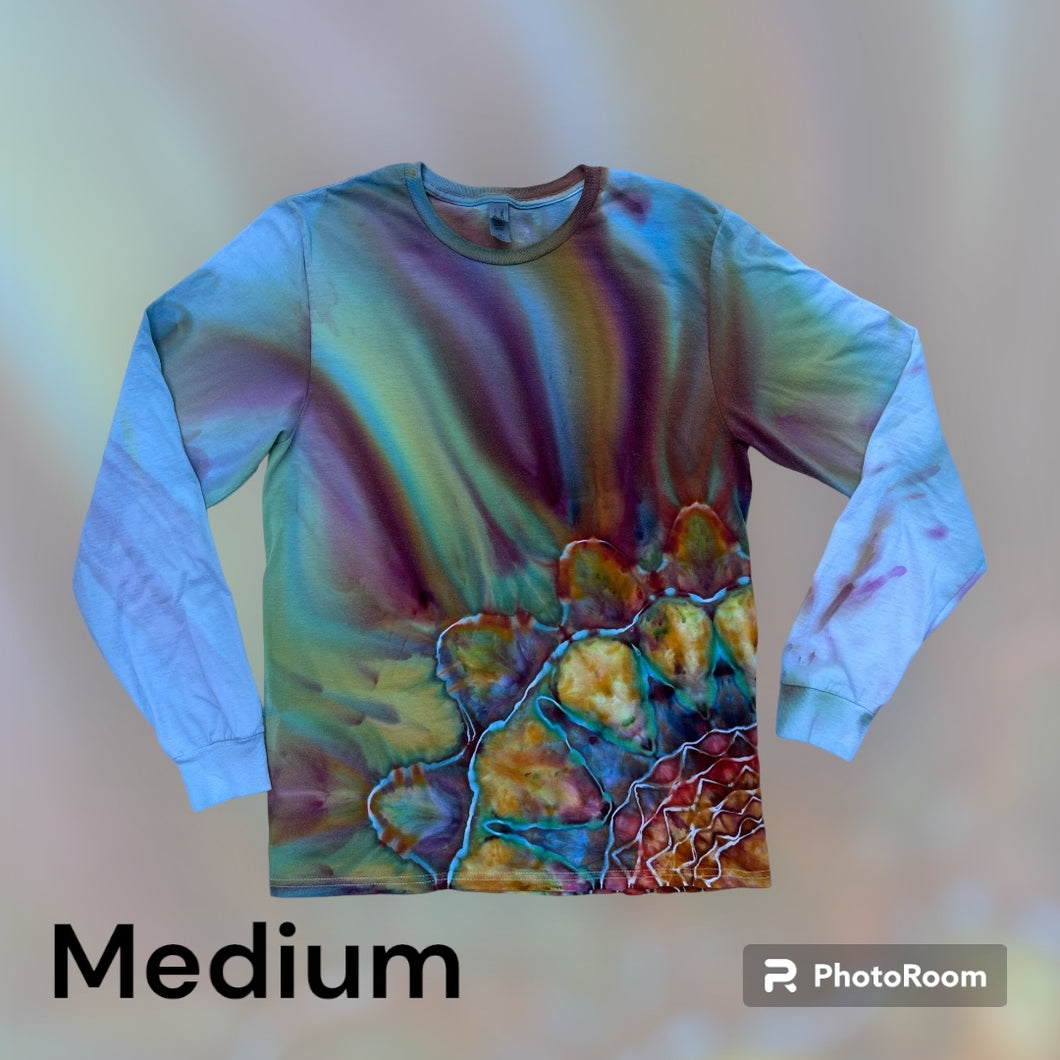 Adult Medium long sleeve Tshirt, mandala gravity design