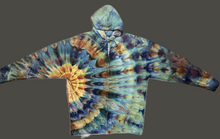 Load image into Gallery viewer, XL zipper hooded sweatshirt, sunburst tie dye
