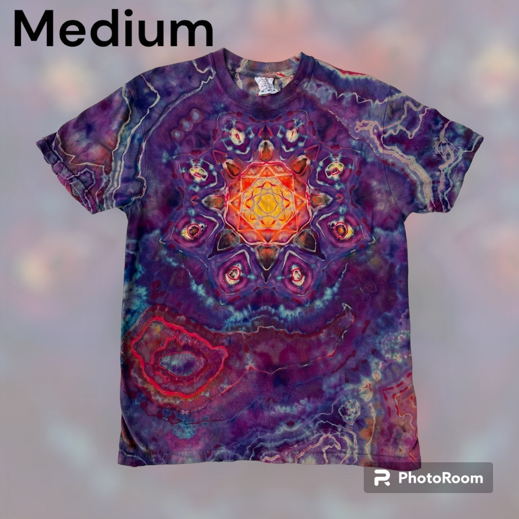 Adult Medium Tshirt, reverse mandala geode tie dye