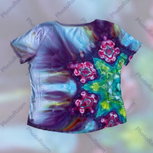 Load image into Gallery viewer, Ladies XL Vneck Tshirt, mandala tie dye
