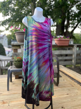 Load image into Gallery viewer, Ladies XL swing dress, reverse sunburst tie dye
