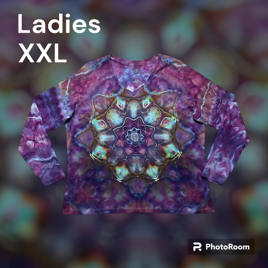 Ladies XXL Tshirt, mandala tie dye