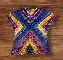 Load image into Gallery viewer, Ladies XL Vneck Tshirt, tie dye design
