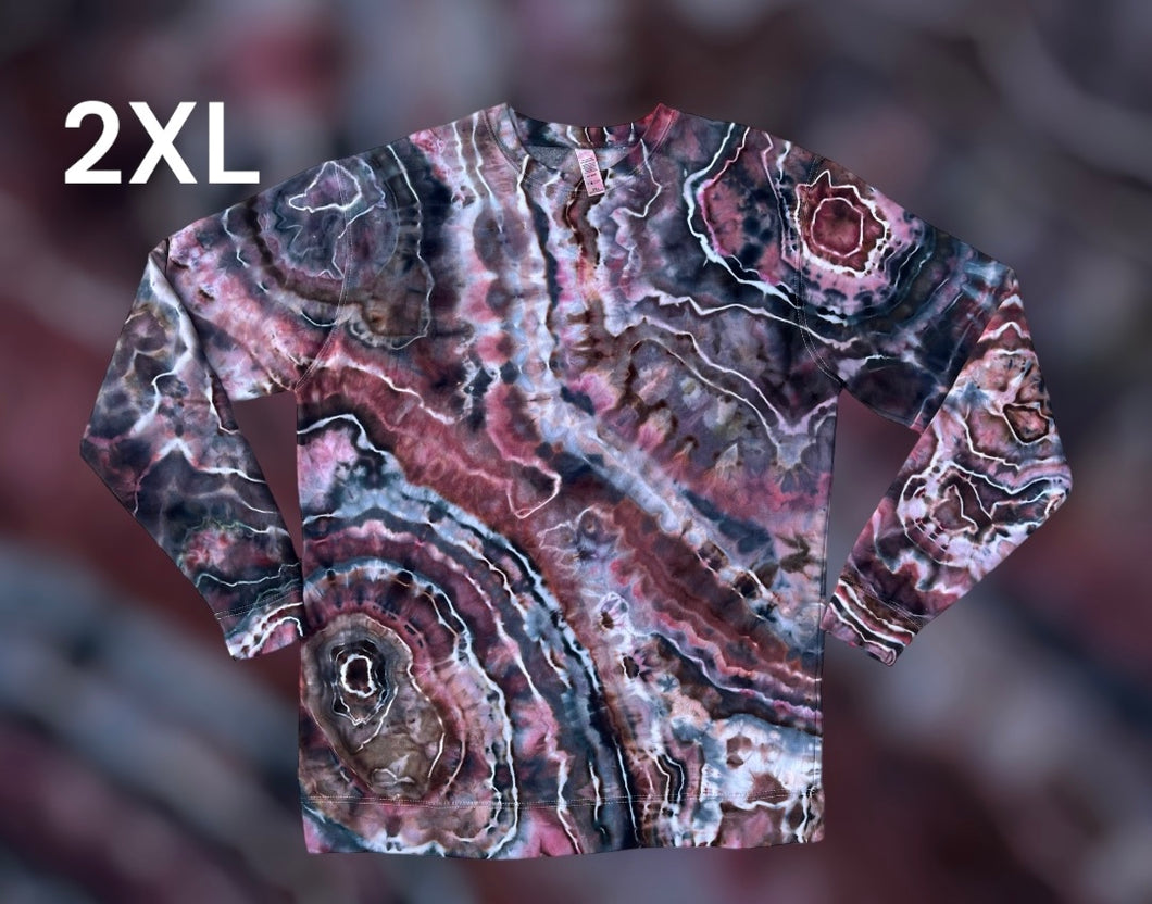 Adult 2XL crew neck sweatshirt, geode tie dye