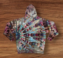 Load image into Gallery viewer, 2XL pullover hooded sweatshirt, sunburst tie dye design
