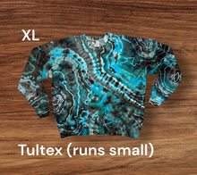 Load image into Gallery viewer, XL crew neck sweatshirt, geode tie dye
