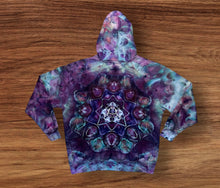 Load image into Gallery viewer, XL hooded pullover sweatshirt, geode tie dye design
