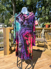 Load image into Gallery viewer, Ladies XL long sleeve dress, reverse geode tie dye
