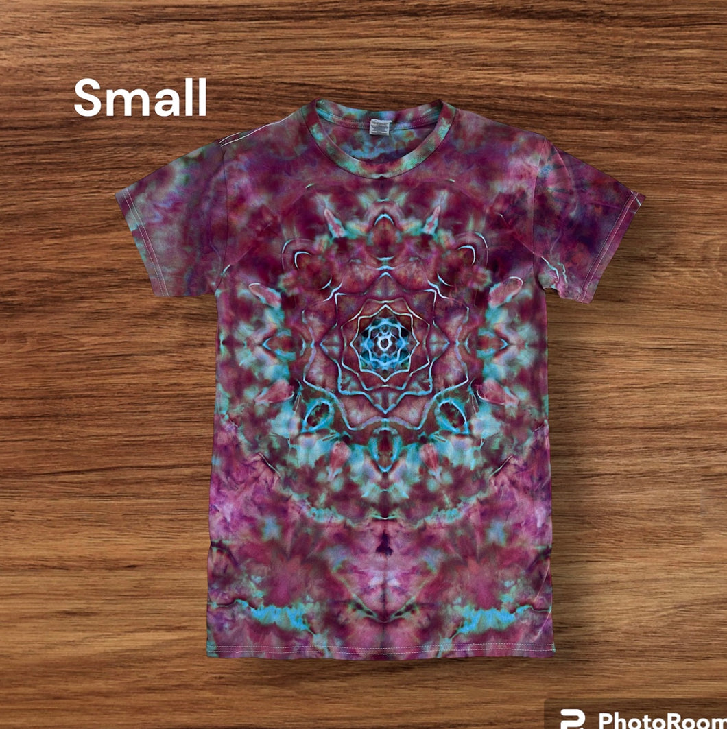 Adult Small Tshirt, tie dye mandala