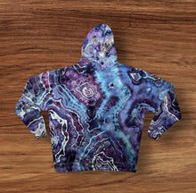 Load image into Gallery viewer, XL zipper hooded sweatshirt, geode tie dye
