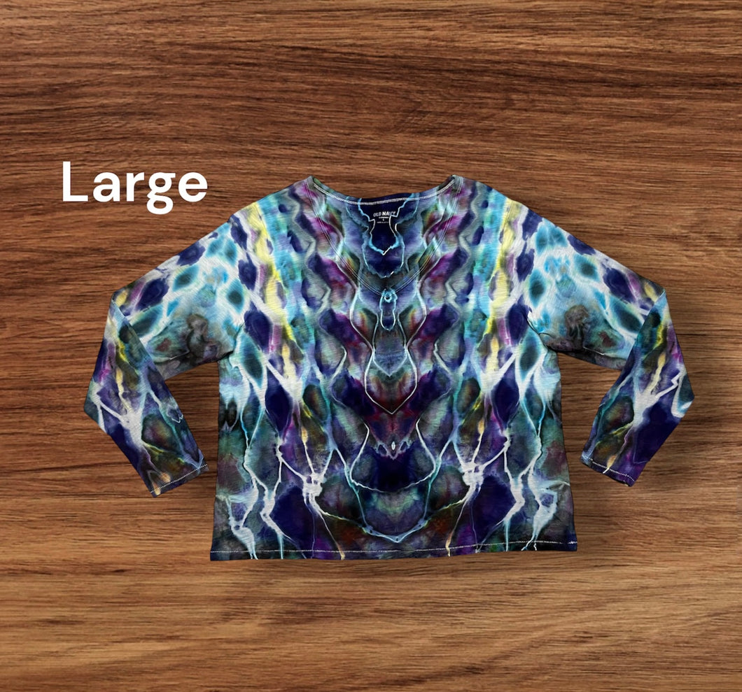 Ladies Large long sleeve,  tie dye design