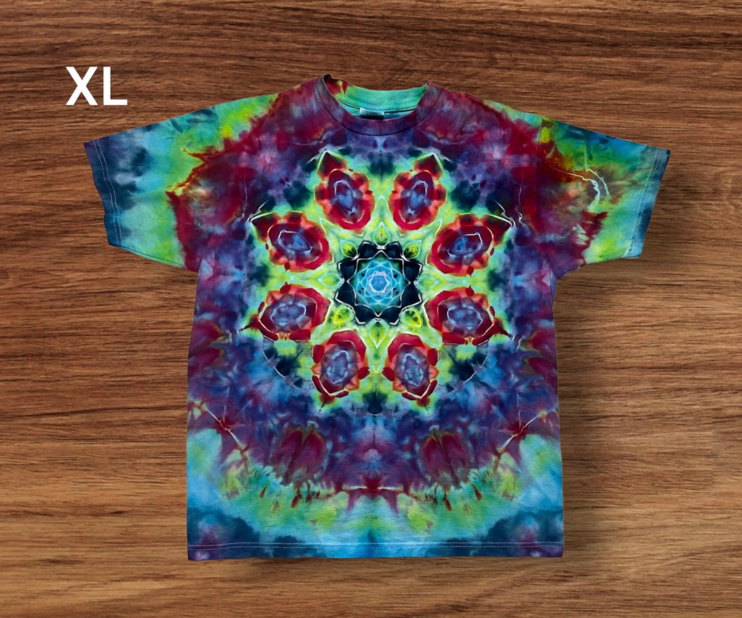 Adult XL Tshirt, mandala tie dye