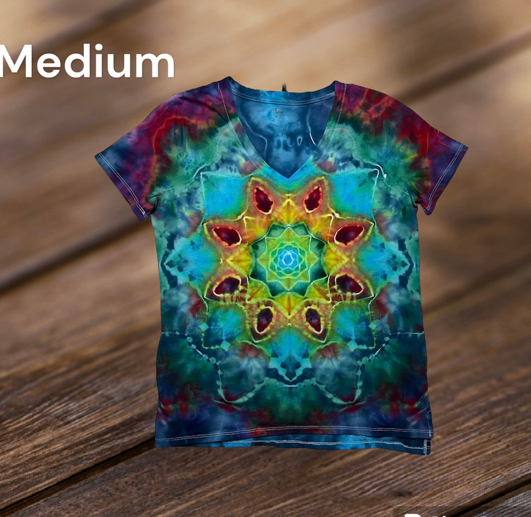 Ladies Medium Tshirt , mandala tie dye