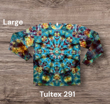 Load image into Gallery viewer, Large long sleeve Tshirt, mandala tie dye
