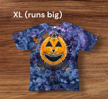 Load image into Gallery viewer, Adult XL Tshirt, pumpkin and moon tie dye
