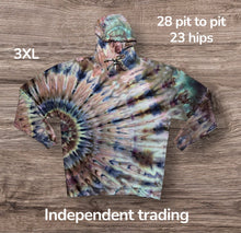 Load image into Gallery viewer, 3XL pullover hooded sweatshirt, sunburst tie dye
