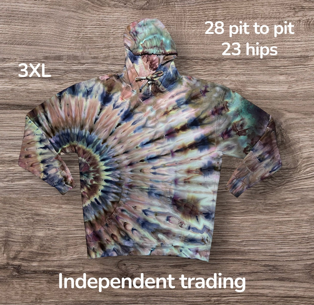 3XL pullover hooded sweatshirt, sunburst tie dye