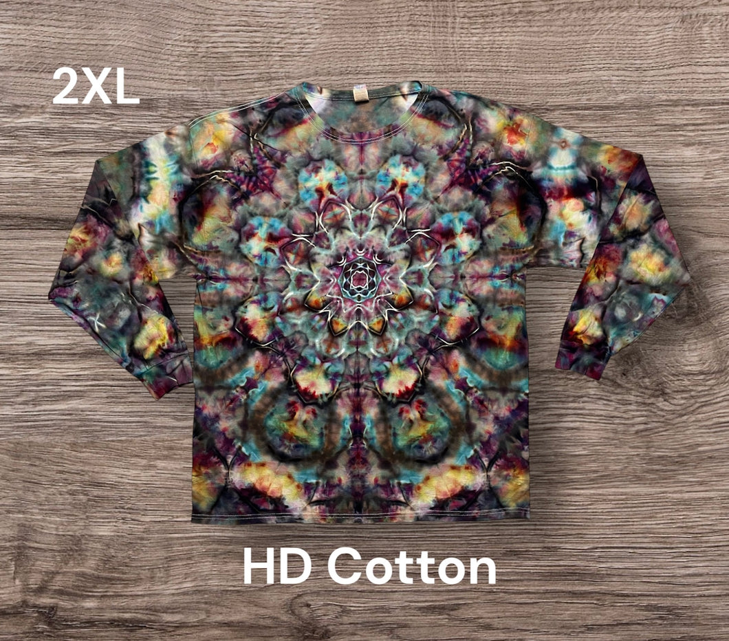 2XL long sleeve Tshirt, mandala tie dye