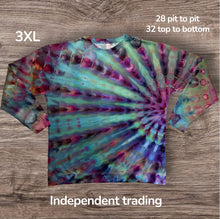 Load image into Gallery viewer, 3XL crew neck sweatshirt, sunburst tie dye
