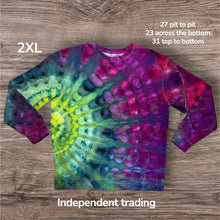 Load image into Gallery viewer, 2XL crew neck sweatshirt, sunburst tie dye
