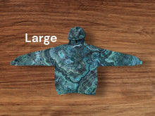 Load image into Gallery viewer, Adult Large pullover hooded sweatshirt, geode tie dye design
