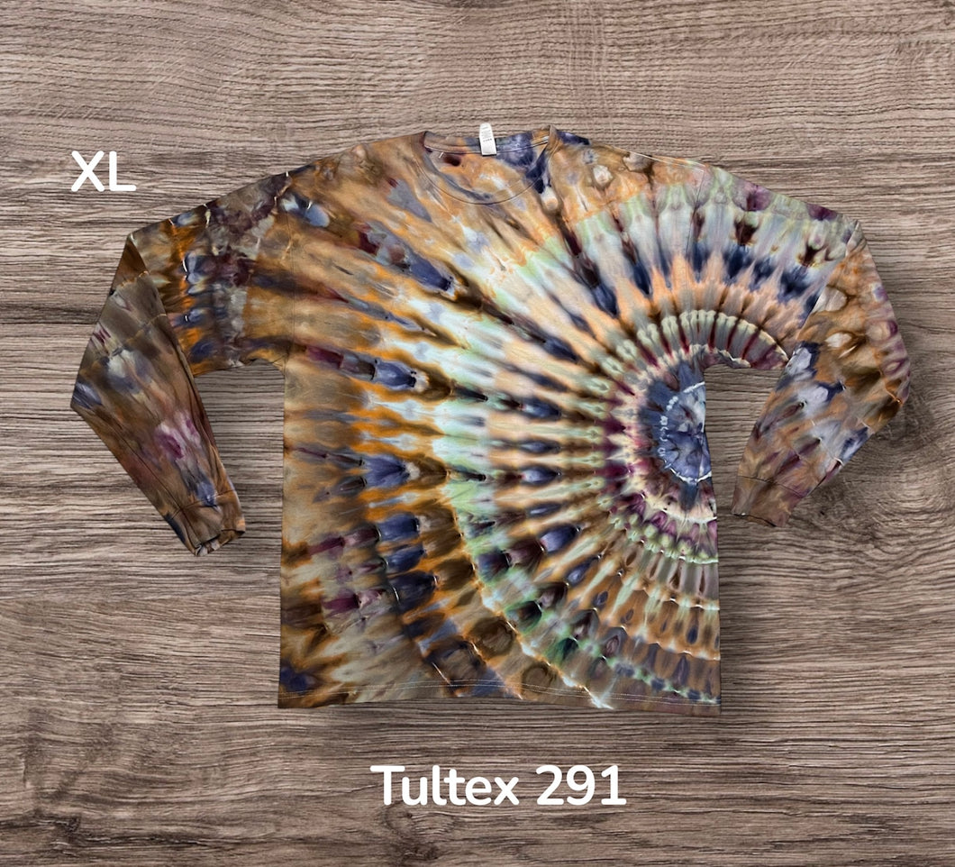 XL long sleeve Tshirt, sunburst tie dye