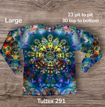 Load image into Gallery viewer, Large long sleeve Tshirt, mandala tie dye
