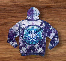 Load image into Gallery viewer, Adult Medium pullover hooded sweatshirt, geode tie dye
