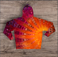 Load image into Gallery viewer, XL zipper hooded sweatshirt,  sunburst tie dye
