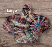 Load image into Gallery viewer, Large zipper hooded sweatshirt, tie dye design
