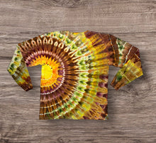 Load image into Gallery viewer, Large long sleeve Tshirt, sunburst tie dye
