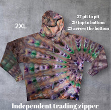 Load image into Gallery viewer, 2xl zipper hooded sweatshirt,  sunburst tie dye
