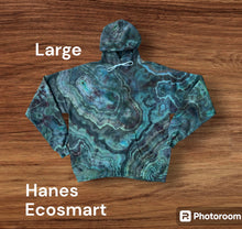 Load image into Gallery viewer, Adult Large pullover hooded sweatshirt, geode tie dye design
