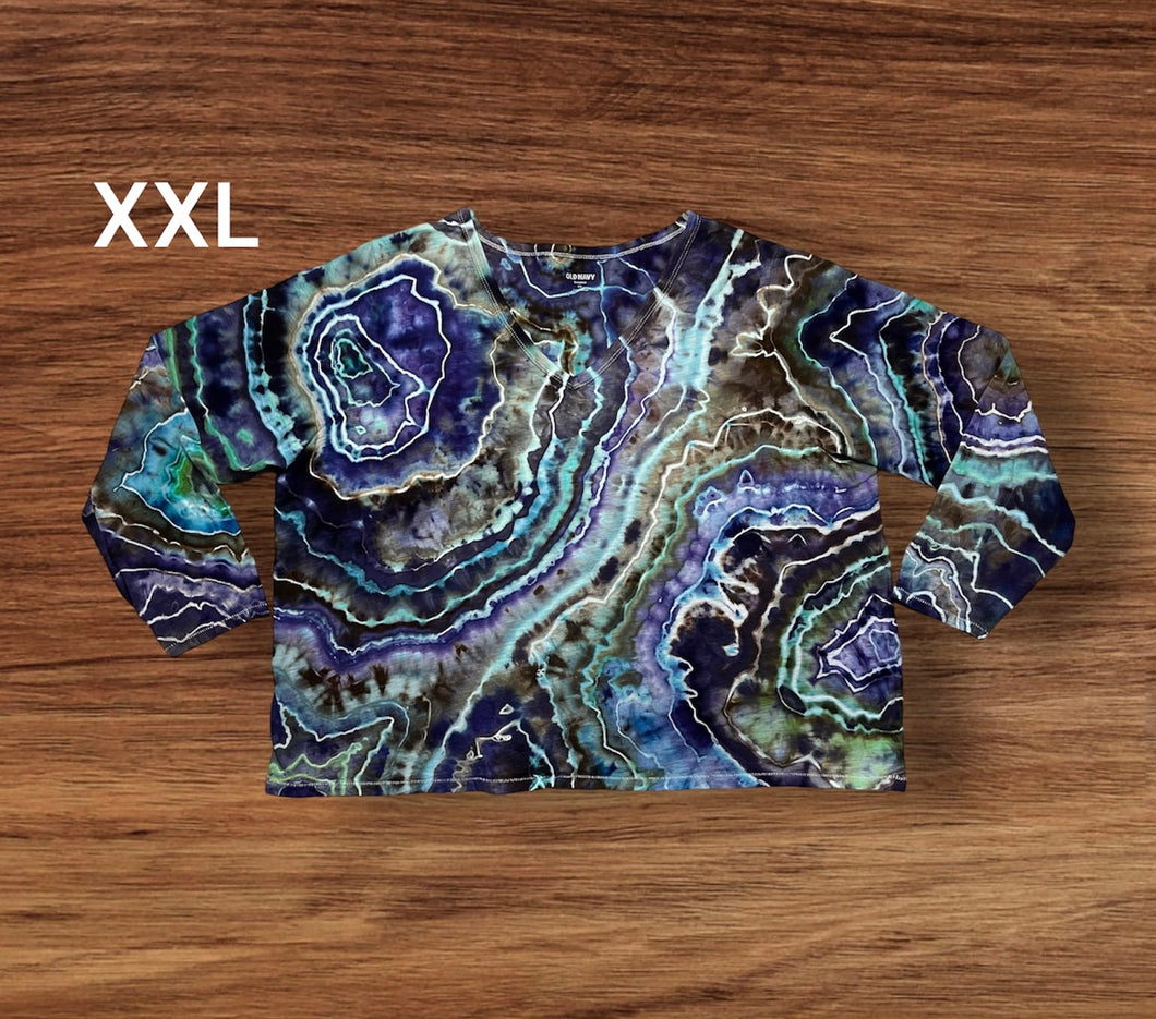 Ladies XXL long sleeve, geode tie dye