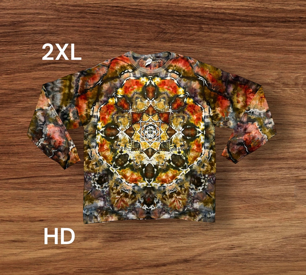 2XL long sleeve tshirt, mandala tie dye