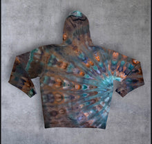 Load image into Gallery viewer, XL zipper hooded sweatshirt,  sunburst tie dye
