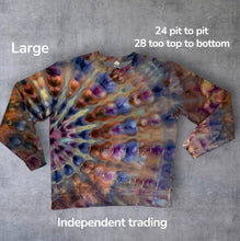 Load image into Gallery viewer, Large crew neck sweatshirt, sunburst tie dye
