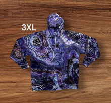 Load image into Gallery viewer, Adult 3XL zipper hooded sweatshirt, geode tie dye
