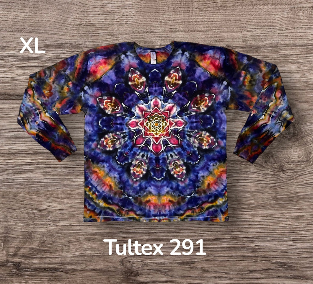 XL long sleeve Tshirt, mandala tie dye