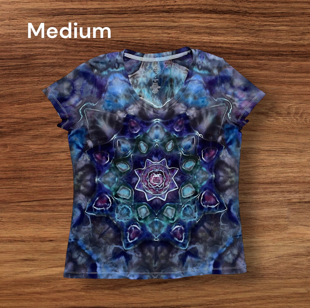 Ladies Medium Tshirt, mandala tie dye