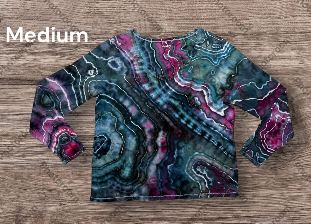 Ladies Medium long sleeve, geode tie dye