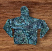 Load image into Gallery viewer, Adult Large pullover hooded sweatshirt, geode tie dye design
