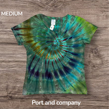 Load image into Gallery viewer, Ladies Medium Tshirt, spiral tie dye
