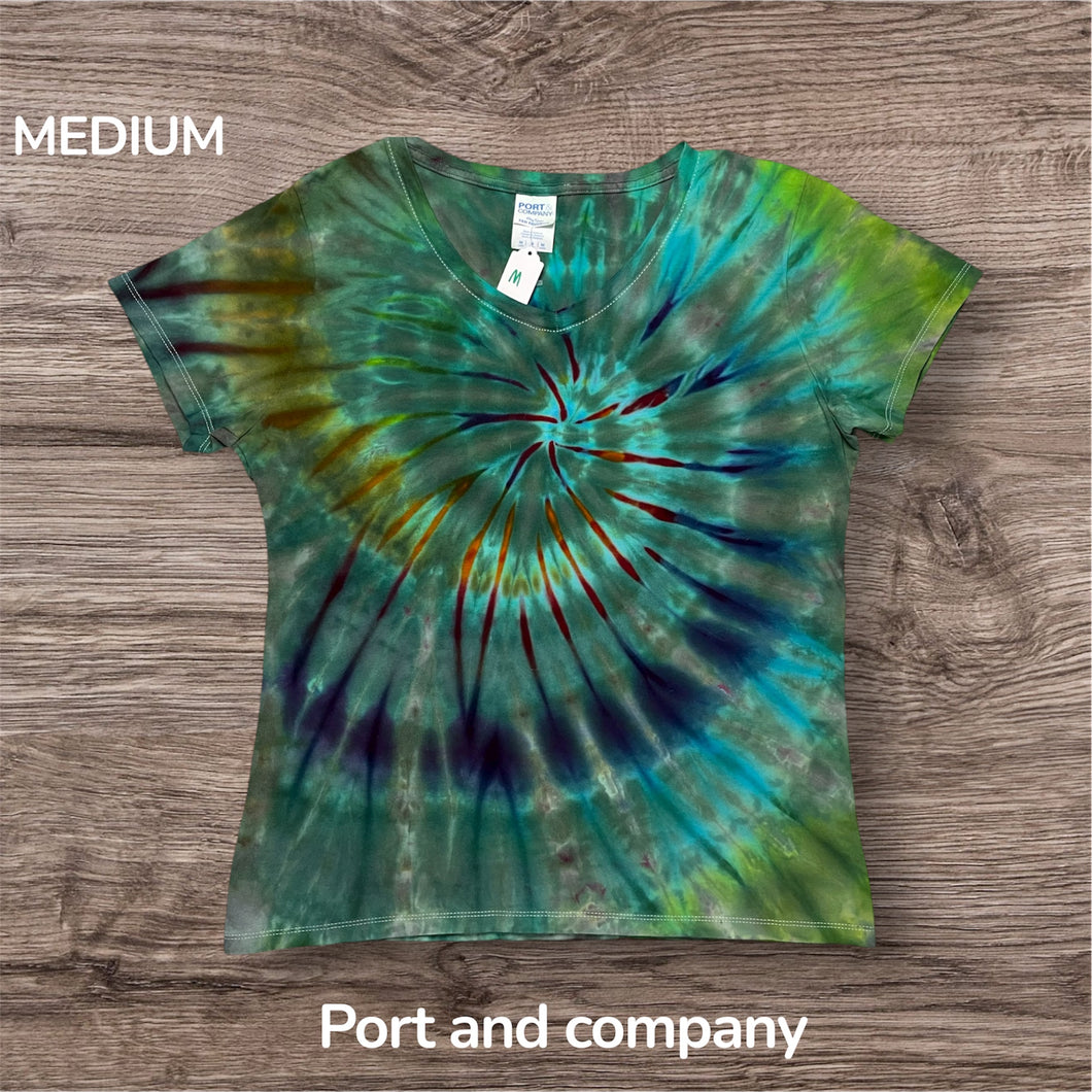 Ladies Medium Tshirt, spiral tie dye